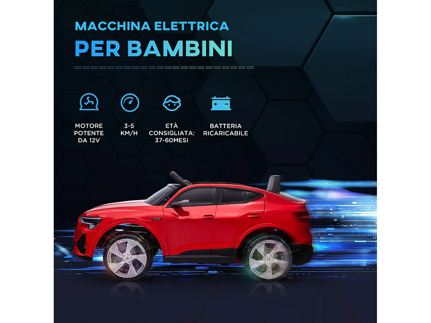 Macchina per bambini 3-5 anni 12v telecomando velocità 3-8km/h
