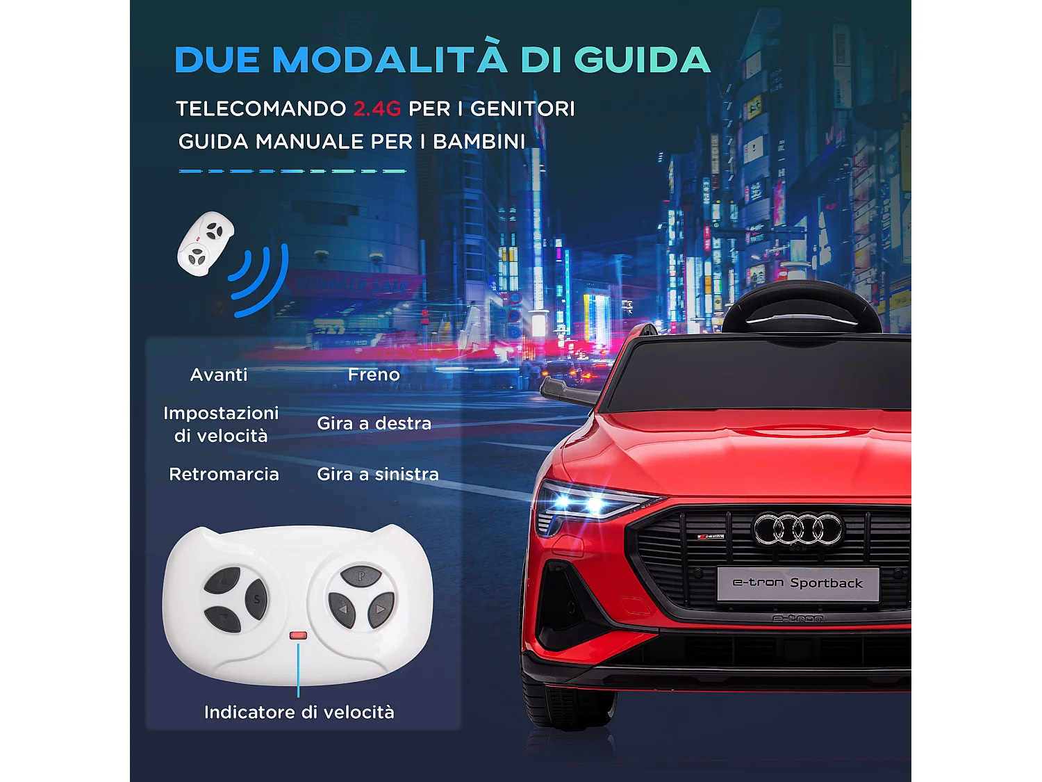 Macchina per bambini 3-5 anni 12v telecomando velocità 3-8km/h