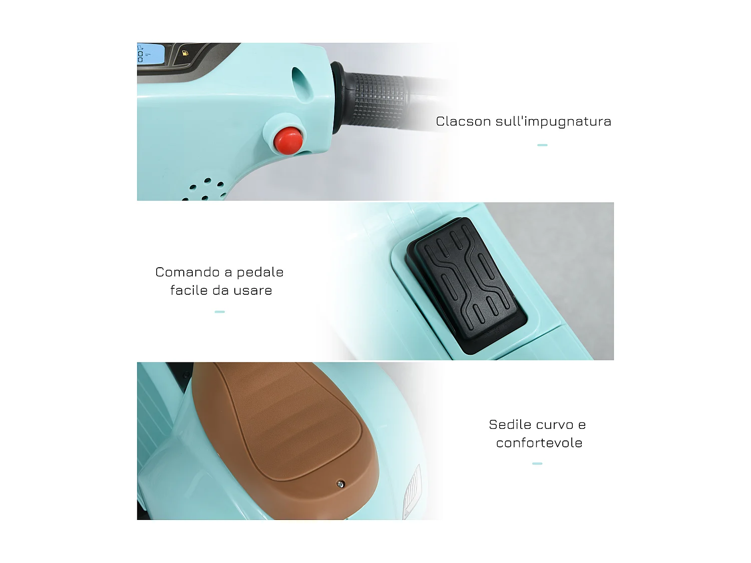 Moto per bambini vespa batteria 6v fari e clacson 18-36 mesi