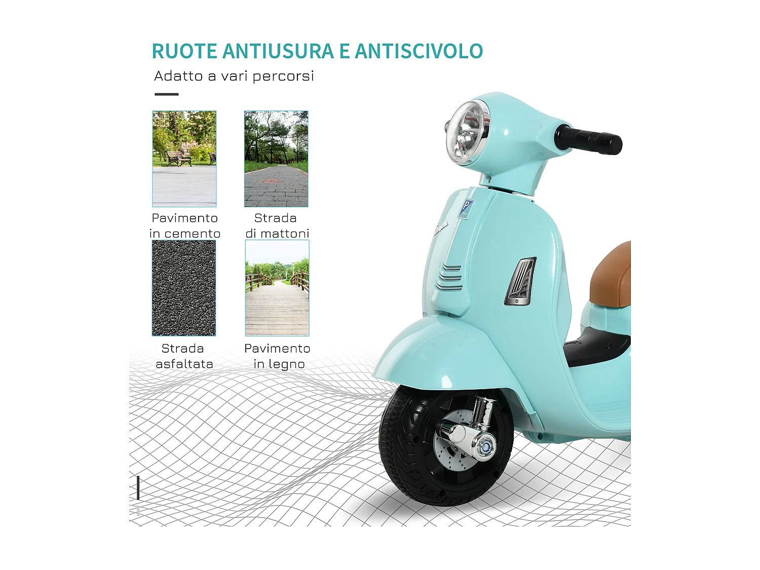 Moto per bambini vespa batteria 6v fari e clacson 18-36 mesi