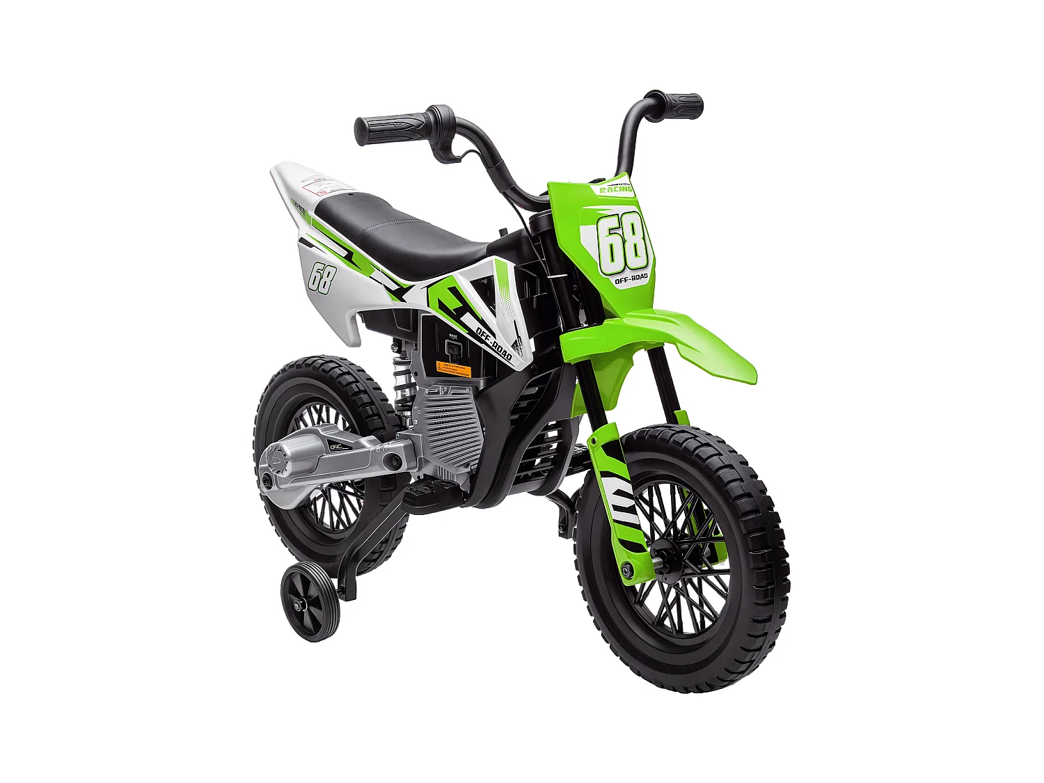 Moto elettrica per bambini con rotelle in pp e metallo verde