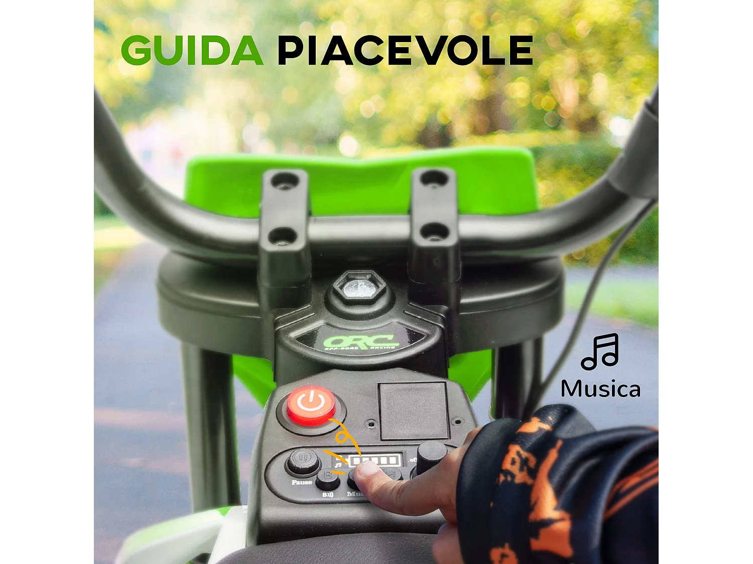 Moto elettrica per bambini con rotelle in pp e metallo verde