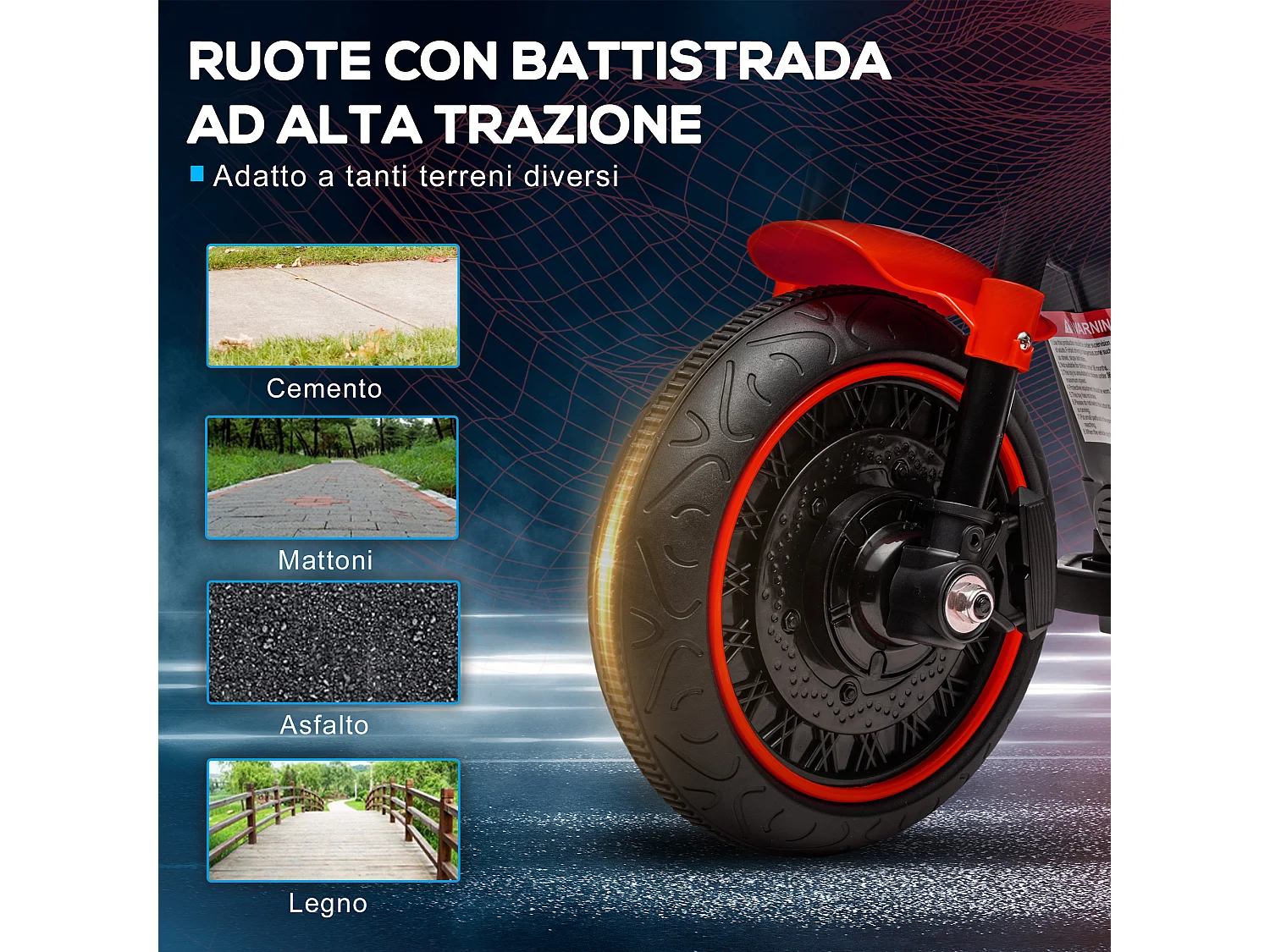 Moto elettrica per bambini 18-36 mesi con rotelle rosso