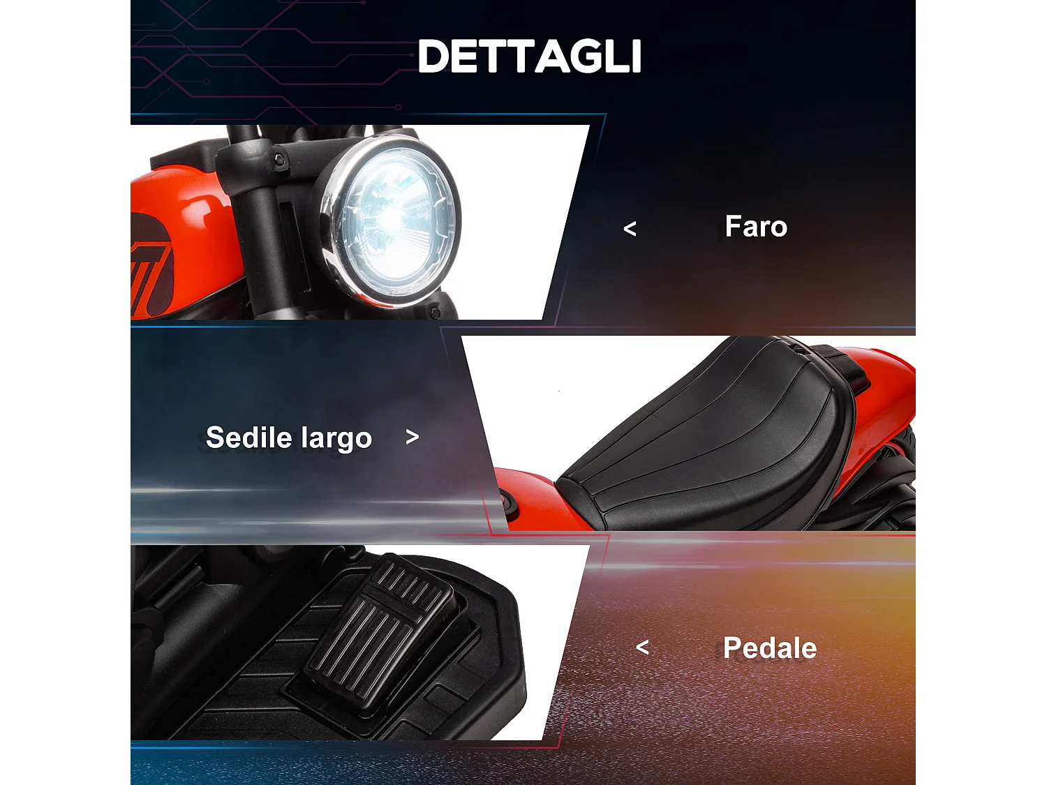 Moto elettrica per bambini 18-36 mesi con rotelle rosso