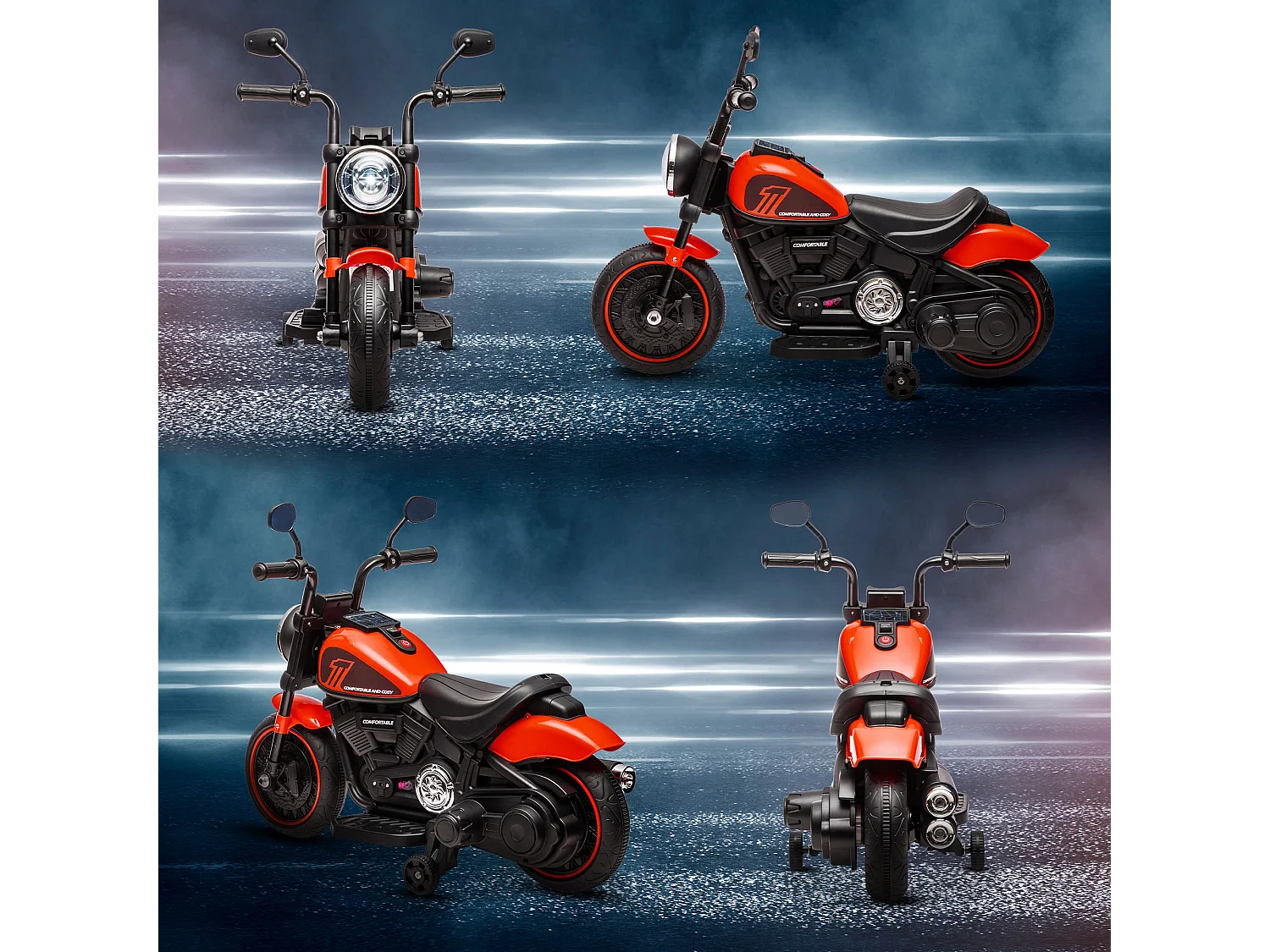 Moto elettrica per bambini 18-36 mesi con rotelle rosso