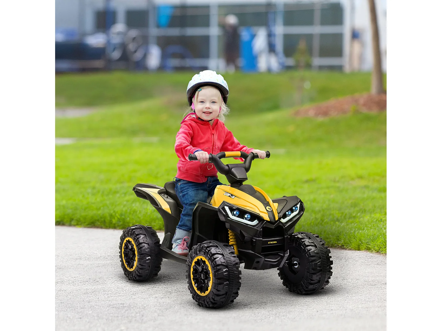 Quad per bambini 12v 2 velocità ruote con clacson giallo