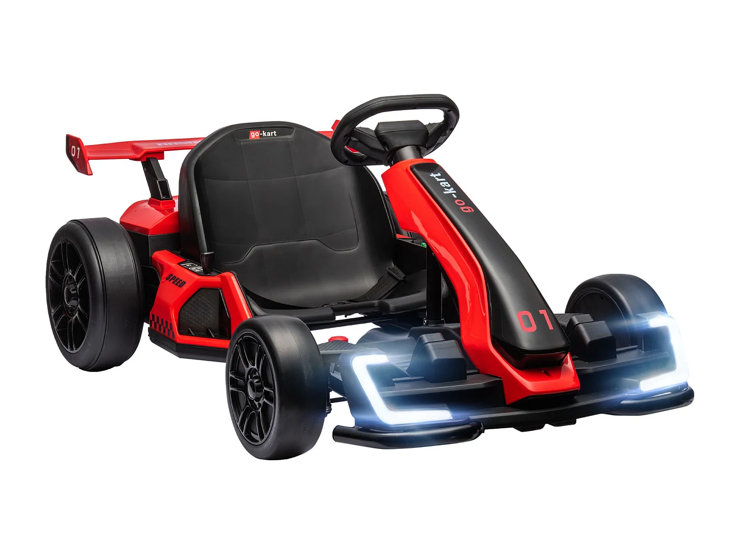 Go kart elettrico per bambini 6-12 anni con sedile regolabile rosso