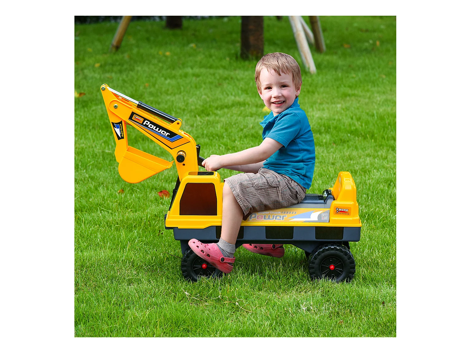 Ruspa giocattolo 2 in 1 con benna escavatore e a mordente