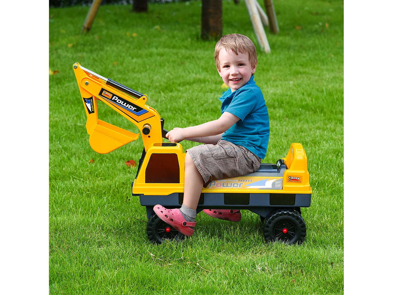 Ruspa giocattolo 2 in 1 con benna escavatore e a mordente