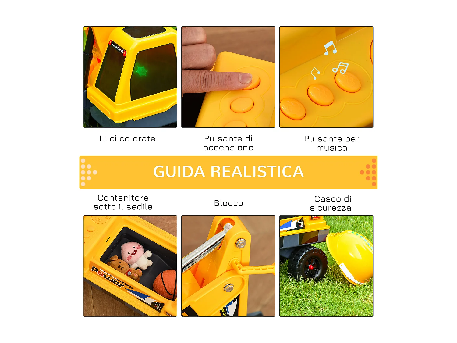 Ruspa giocattolo 2 in 1 con benna escavatore e a mordente