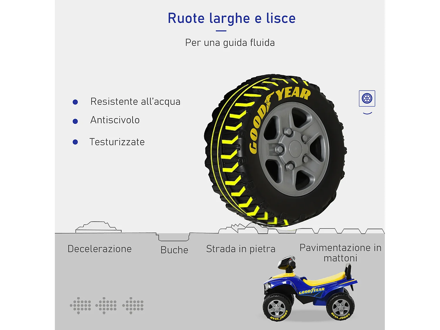 Quad per bambini 18-36 mesi con vano contenitore suoni e luci