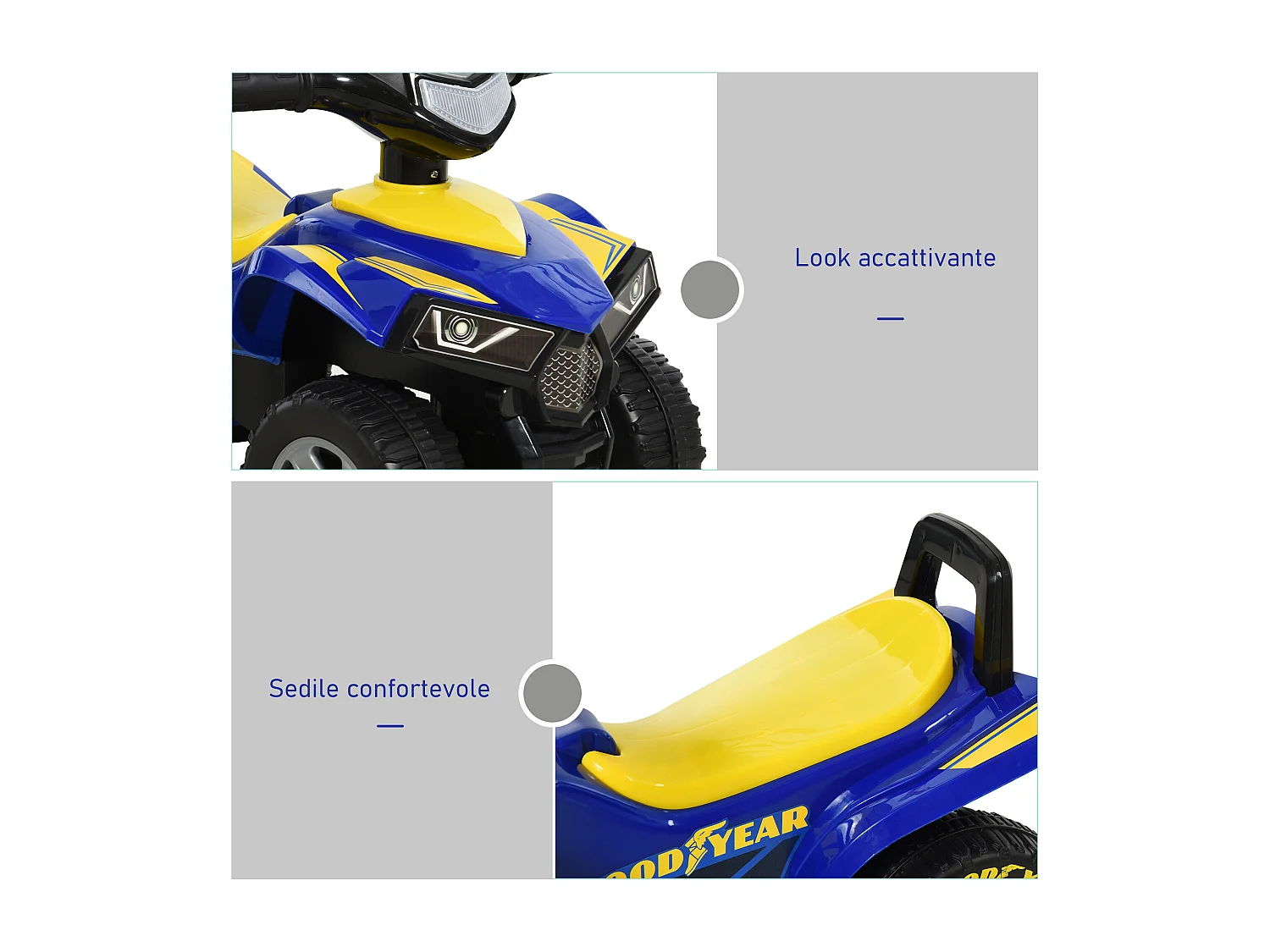 Quad per bambini 18-36 mesi con vano contenitore suoni e luci