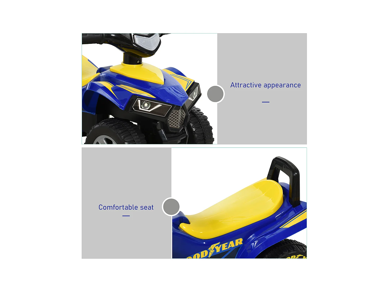 Quad per bambini 18-36 mesi con vano contenitore suoni e luci