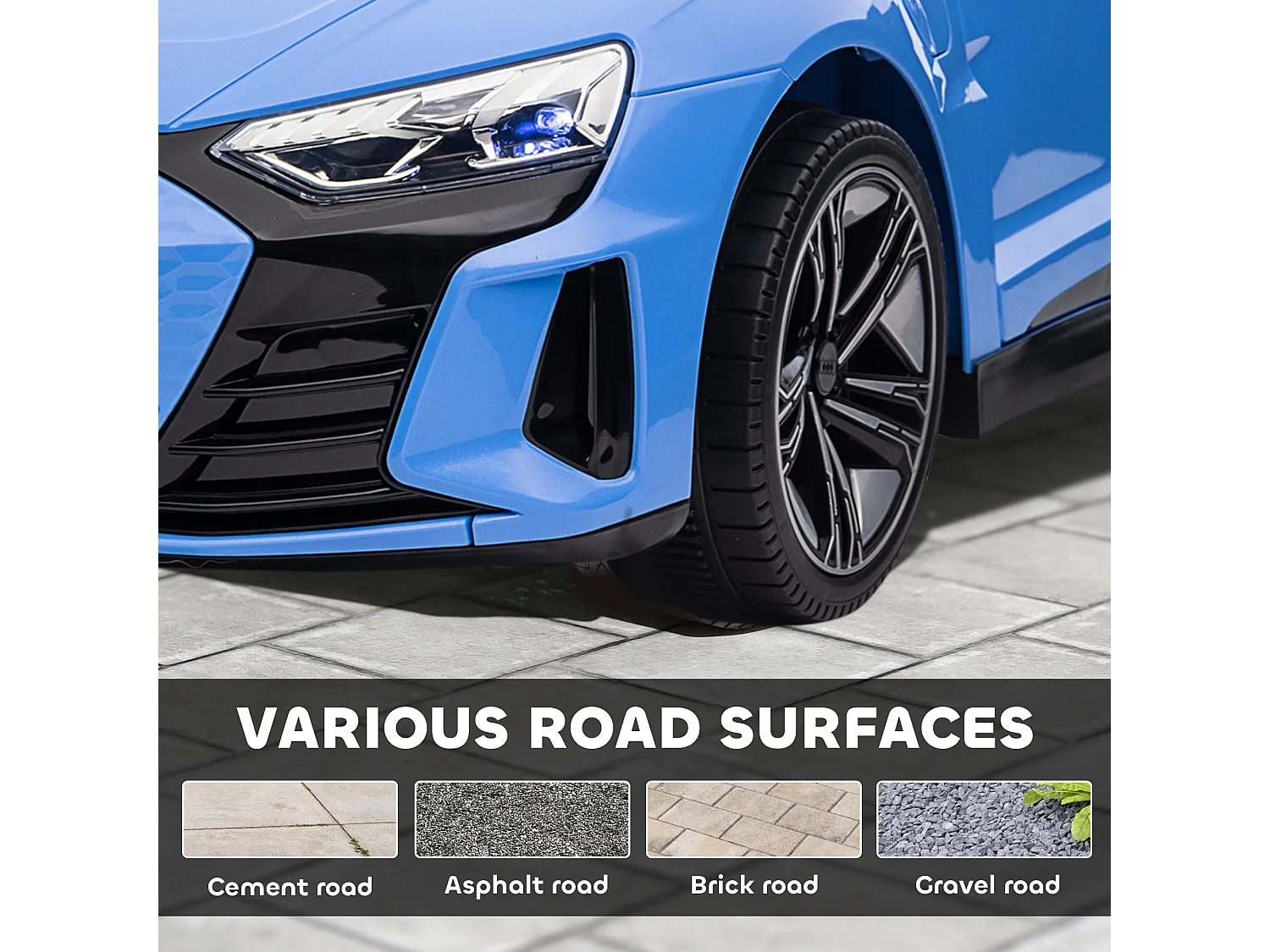 Macchina elettrica per bambini 3-5 anni con sospensioni blu e nera