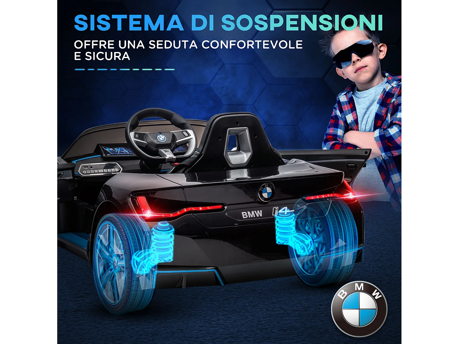 Macchina elettrica per bambini 3-6 anni in pp e metallo