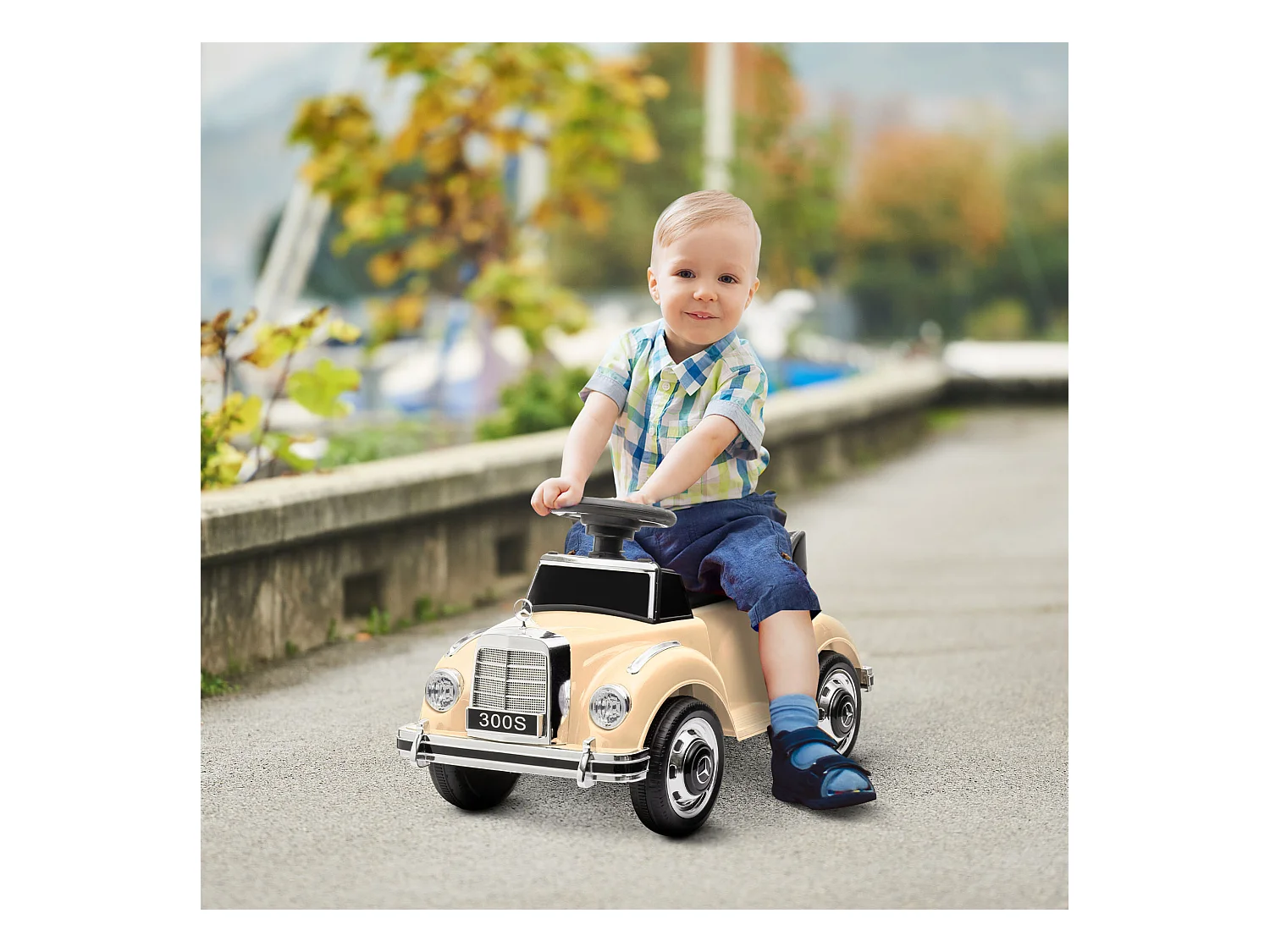 Macchina elettrica per bambini 18-48 mesi mercedes-benz beige