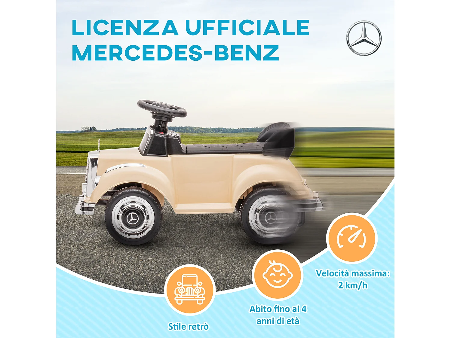 Macchina elettrica per bambini 18-48 mesi mercedes-benz beige
