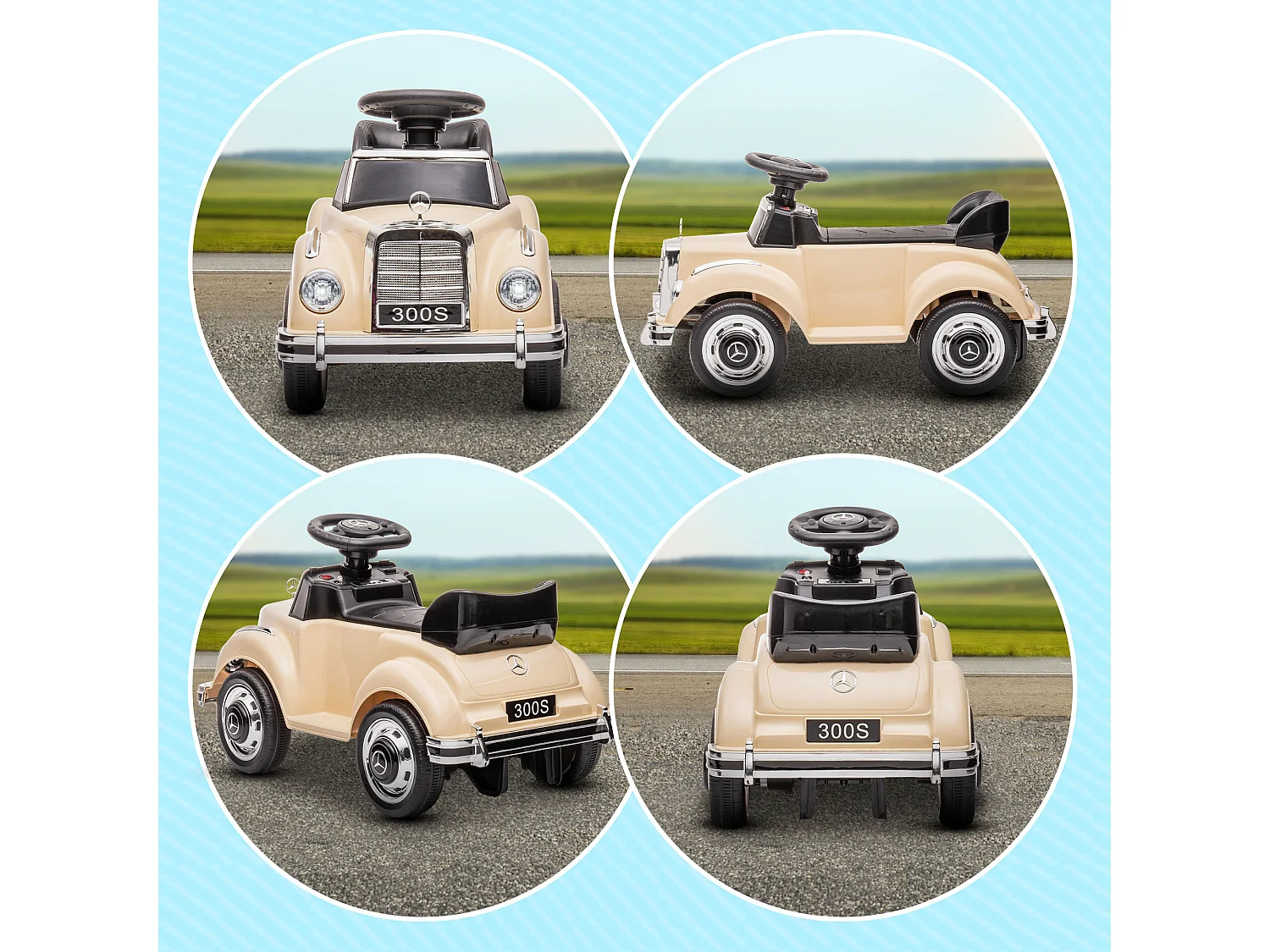 Macchina elettrica per bambini 18-48 mesi mercedes-benz beige