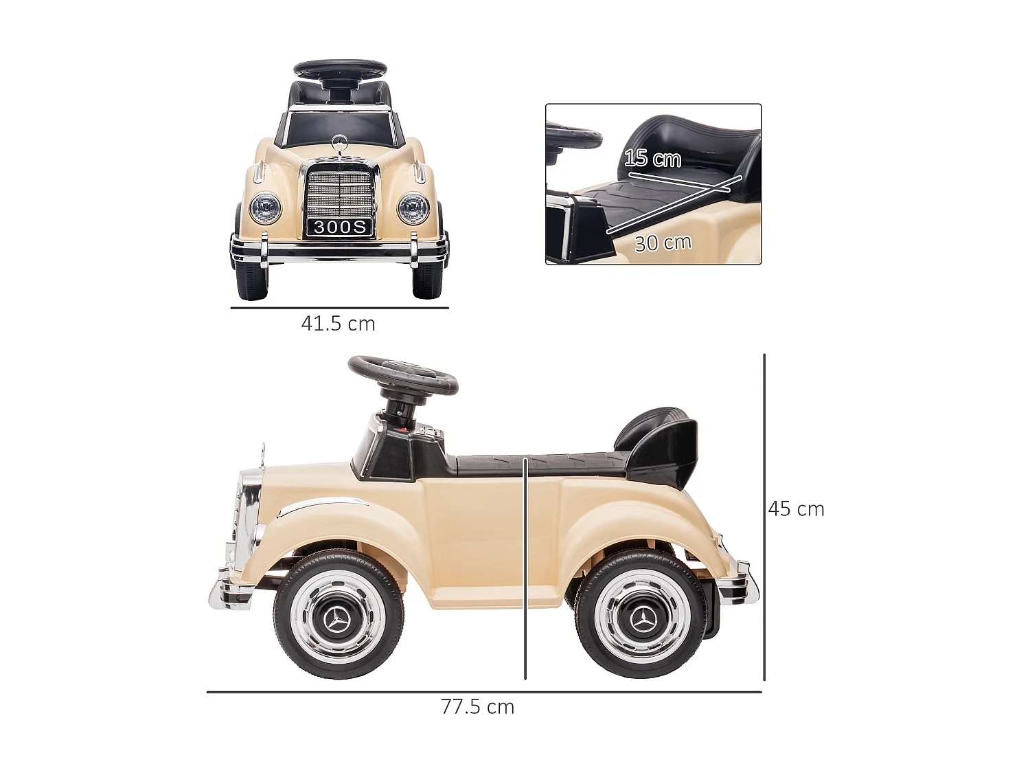 Macchina elettrica per bambini 18-48 mesi mercedes-benz beige