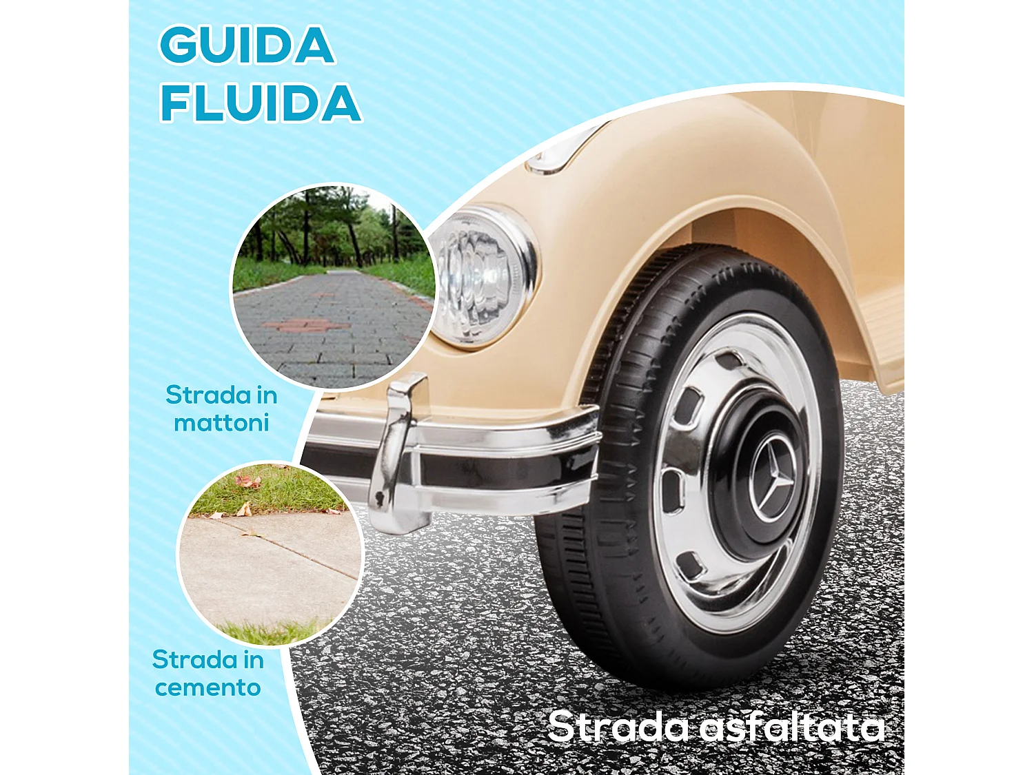 Macchina elettrica per bambini 18-48 mesi mercedes-benz beige