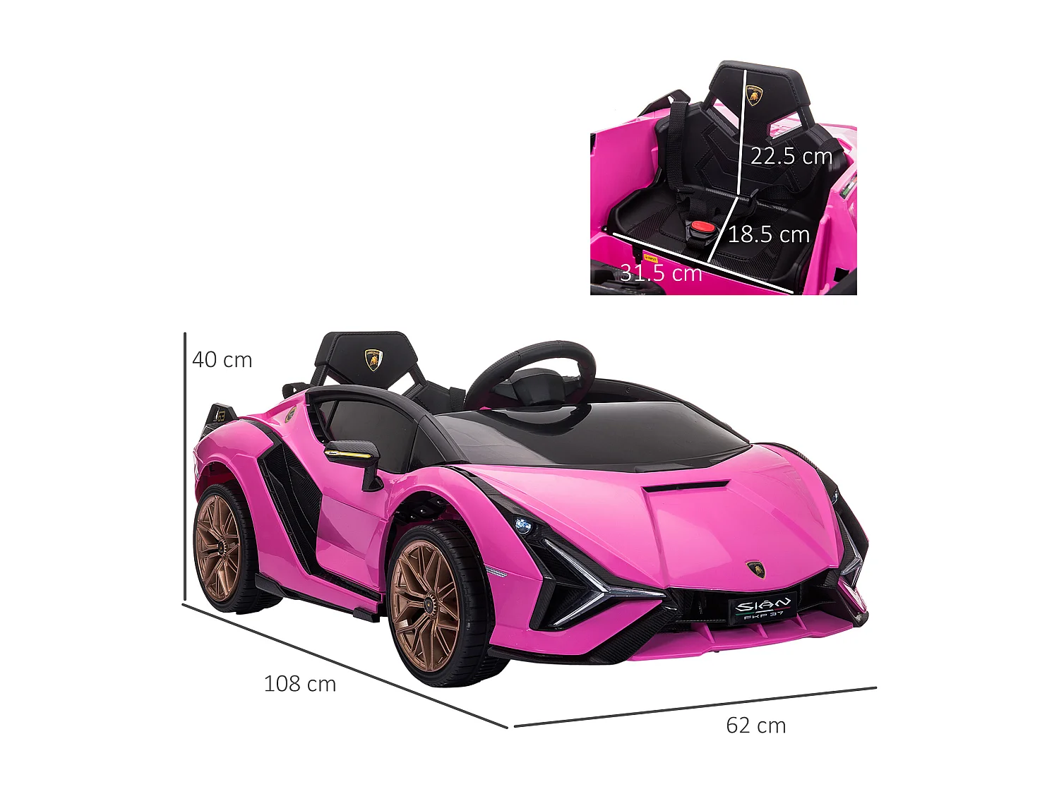 Macchina per bambini lamborghini 12v con telecomando rosa