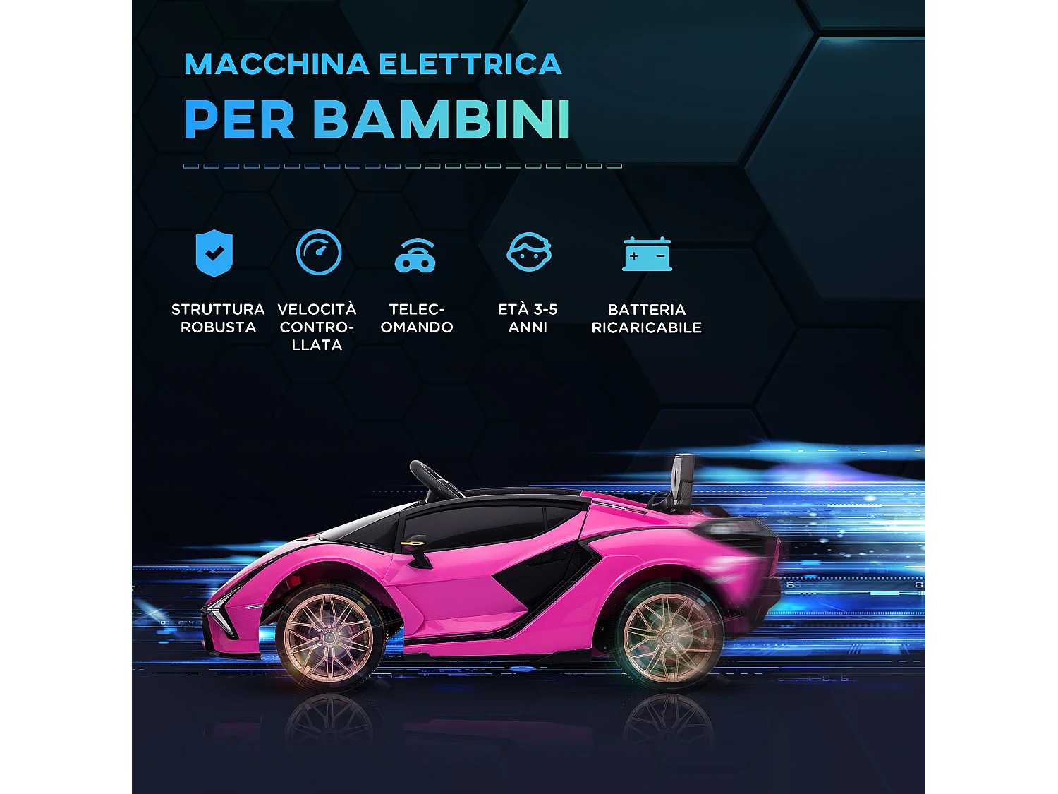 Macchina per bambini lamborghini 12v con telecomando rosa