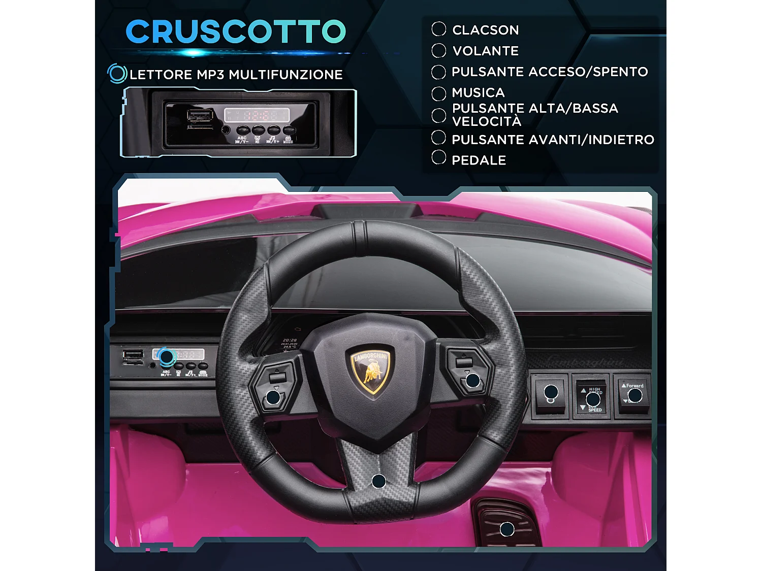 Macchina per bambini lamborghini 12v con telecomando rosa