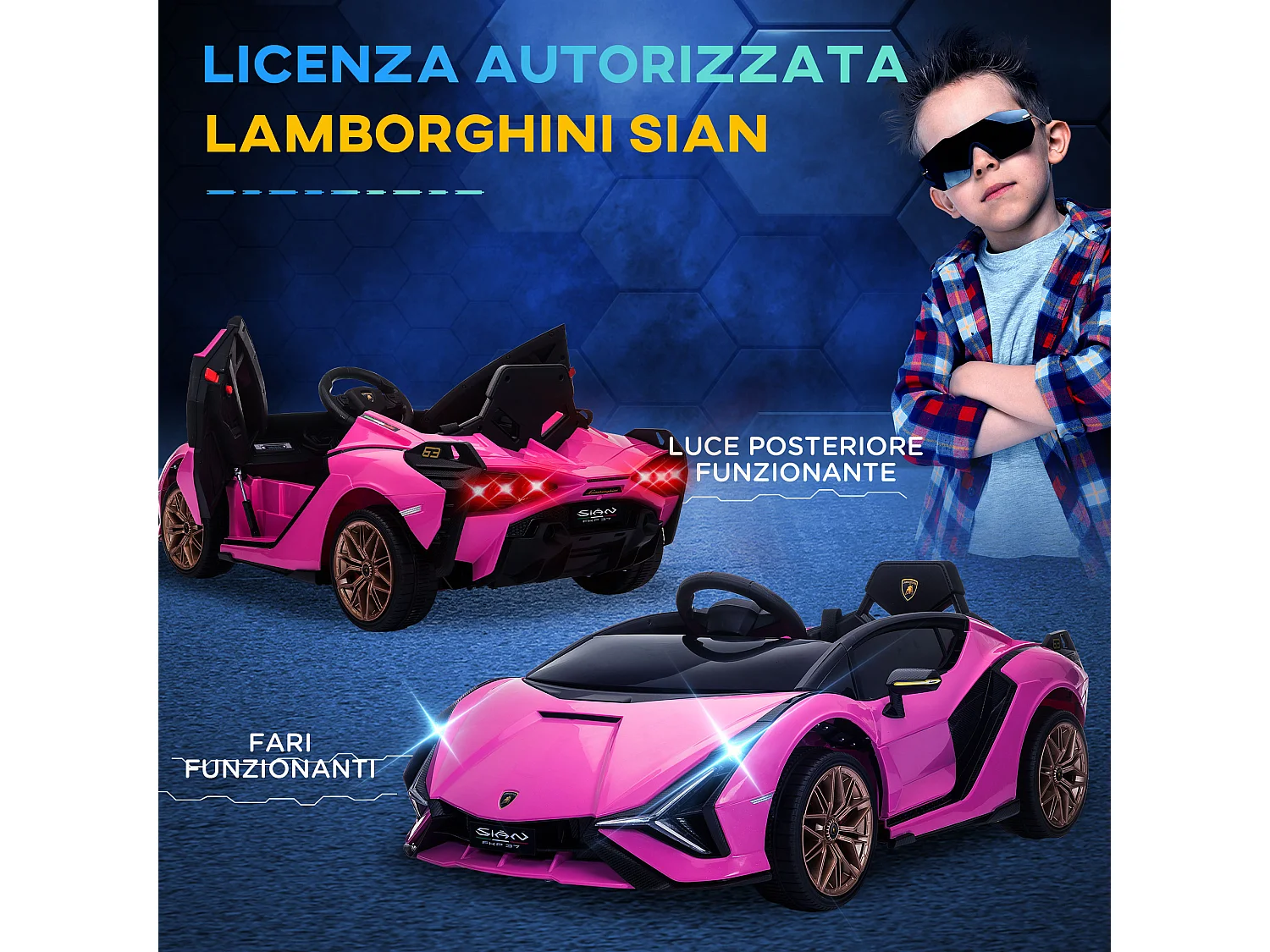 Macchina per bambini lamborghini 12v con telecomando rosa