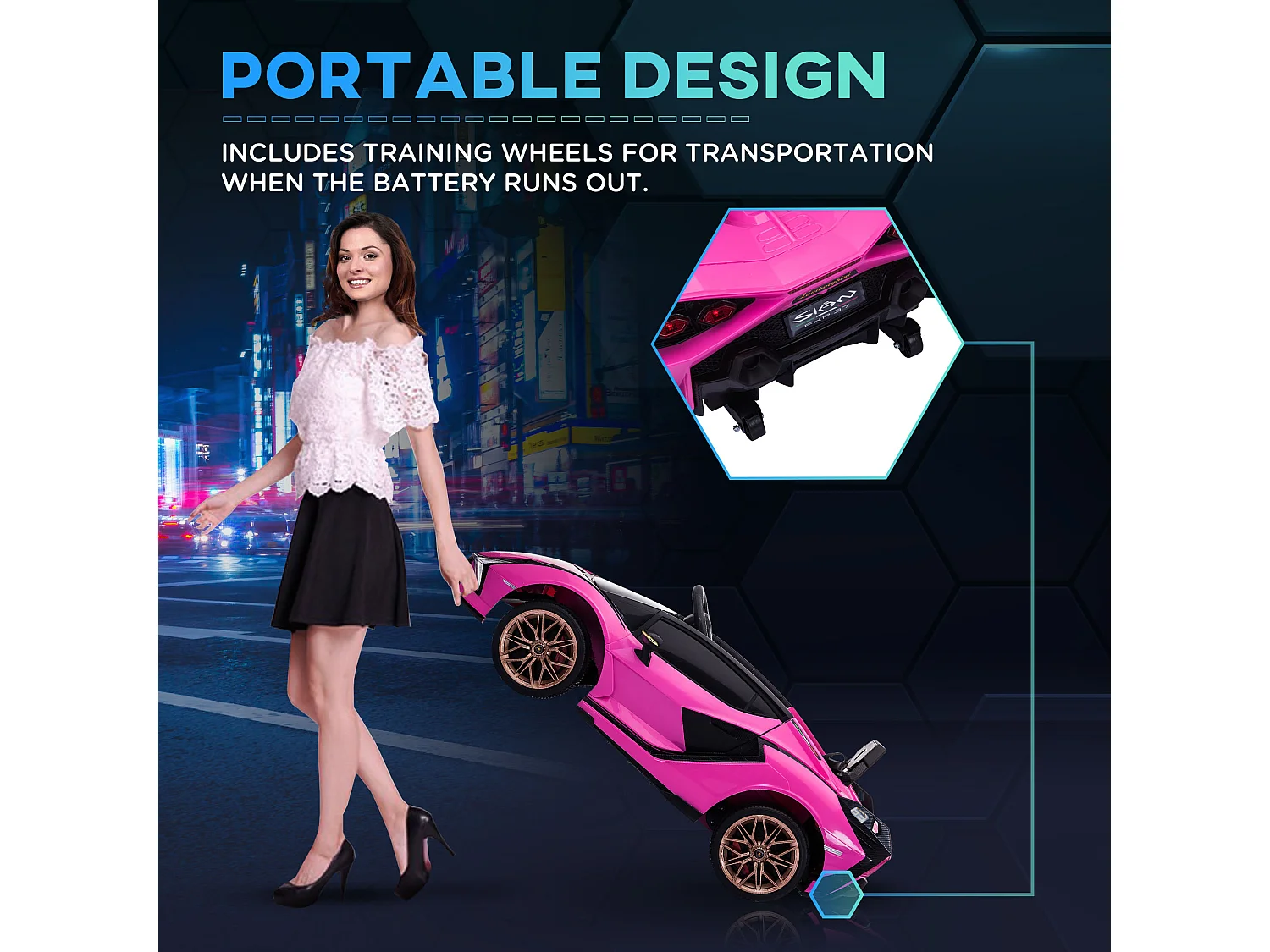 Macchina per bambini lamborghini 12v con telecomando rosa