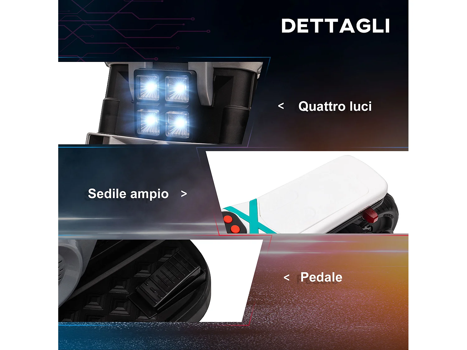 Moto elettrica per bambini 3-5 anni rotelle clacson e musica