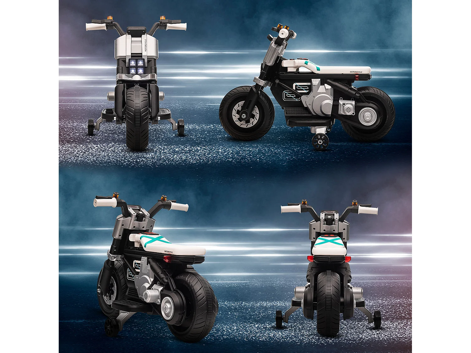 Moto elettrica per bambini 3-5 anni rotelle clacson e musica