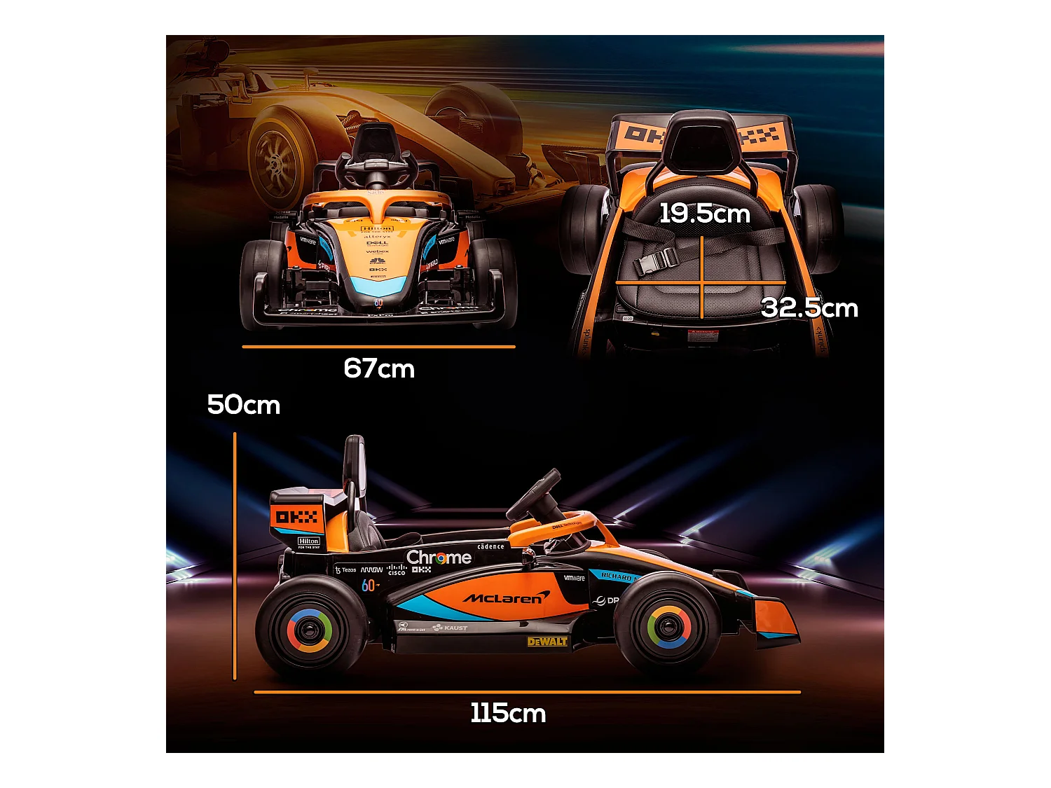 Macchina elettrica per bambini con licenza mclaren arancione