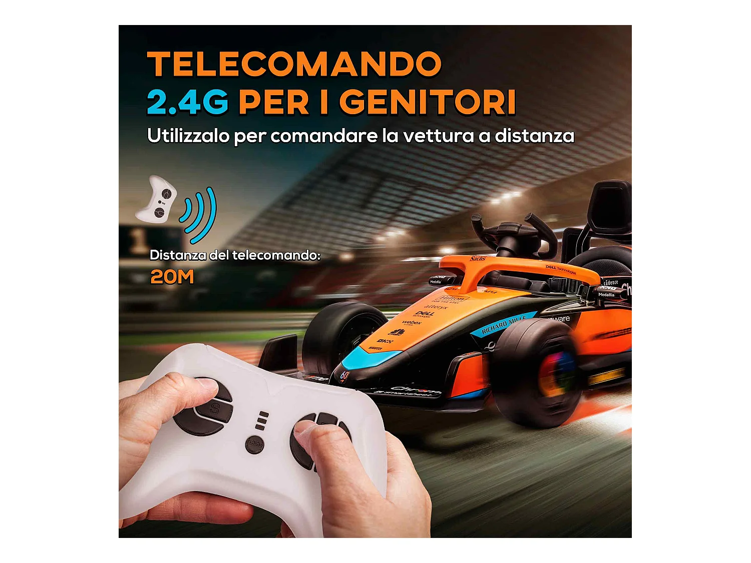 Macchina elettrica per bambini con licenza mclaren arancione