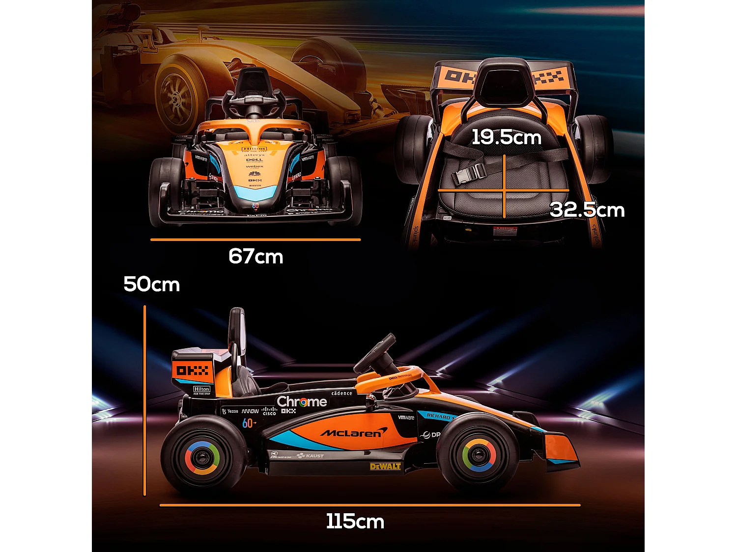 Macchina elettrica per bambini con licenza mclaren arancione