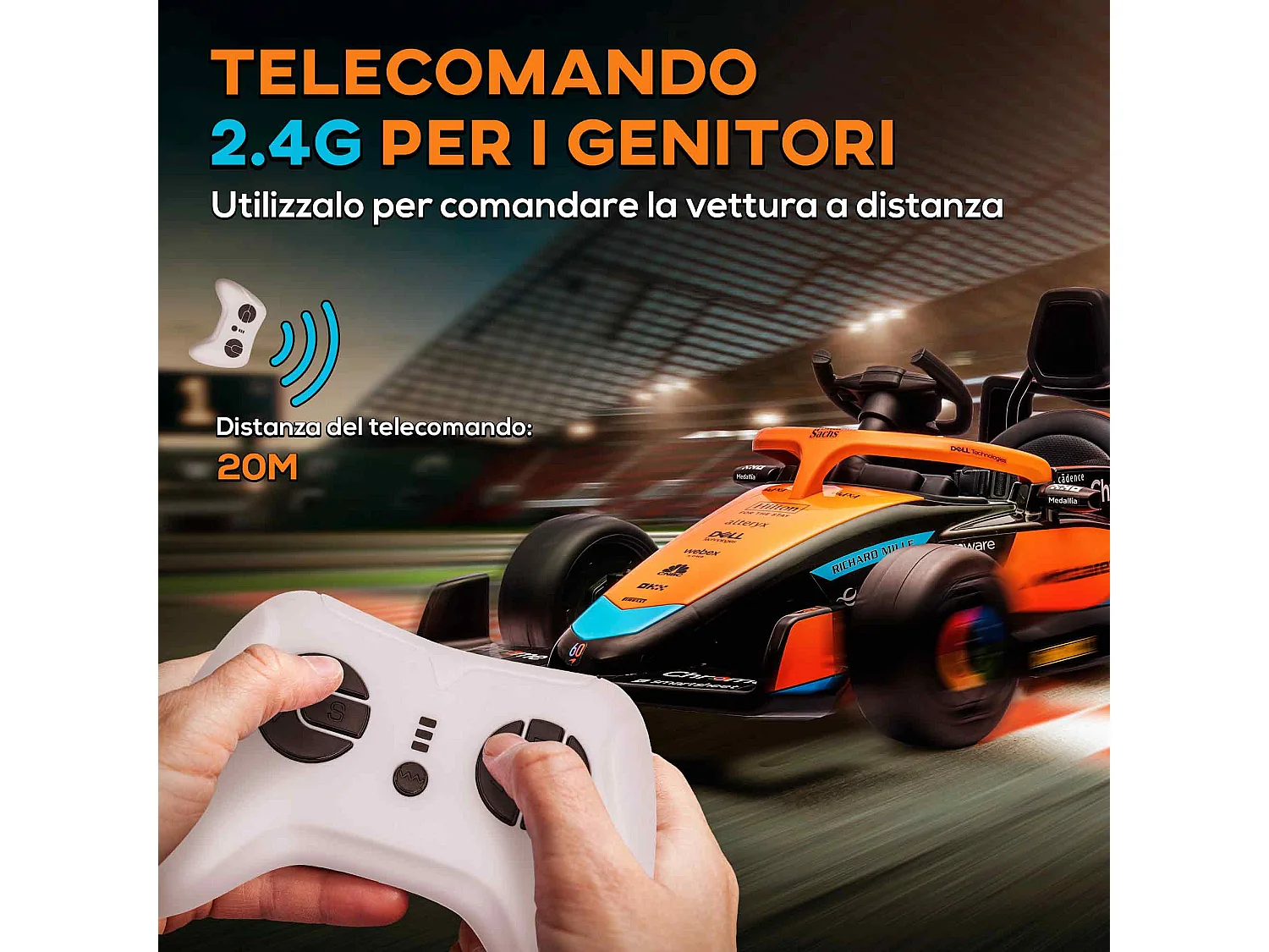 Macchina elettrica per bambini con licenza mclaren arancione