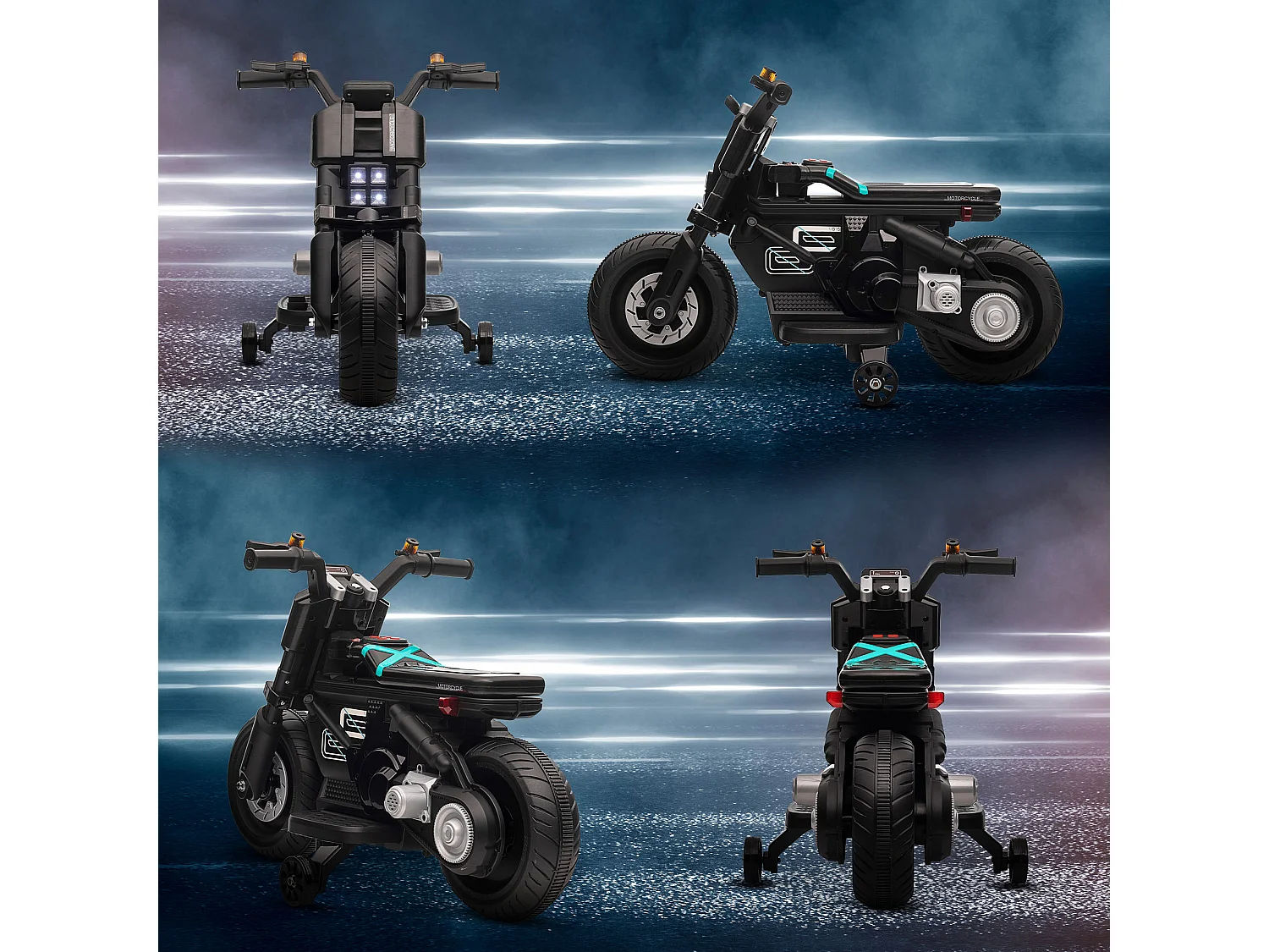 Moto elettrica per bambini 3-5 anni rotelle clacson e musica