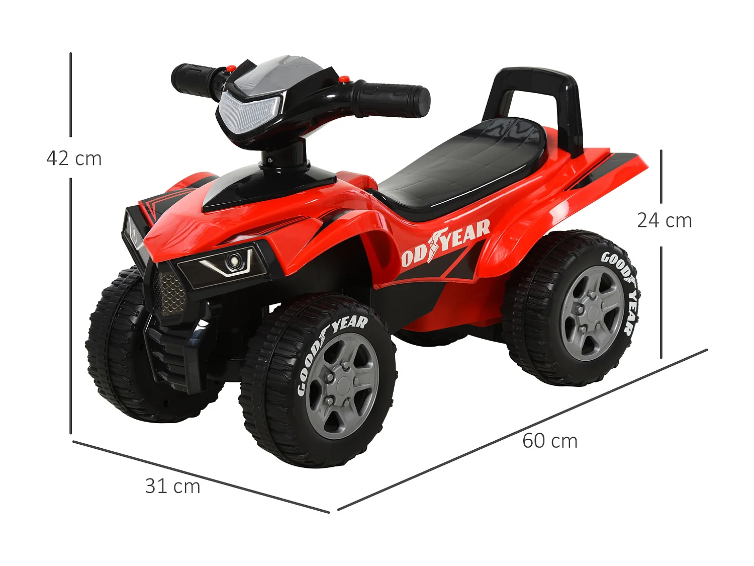 Quad per bambini 18-36 mesi con vano contenitore suoni e luci