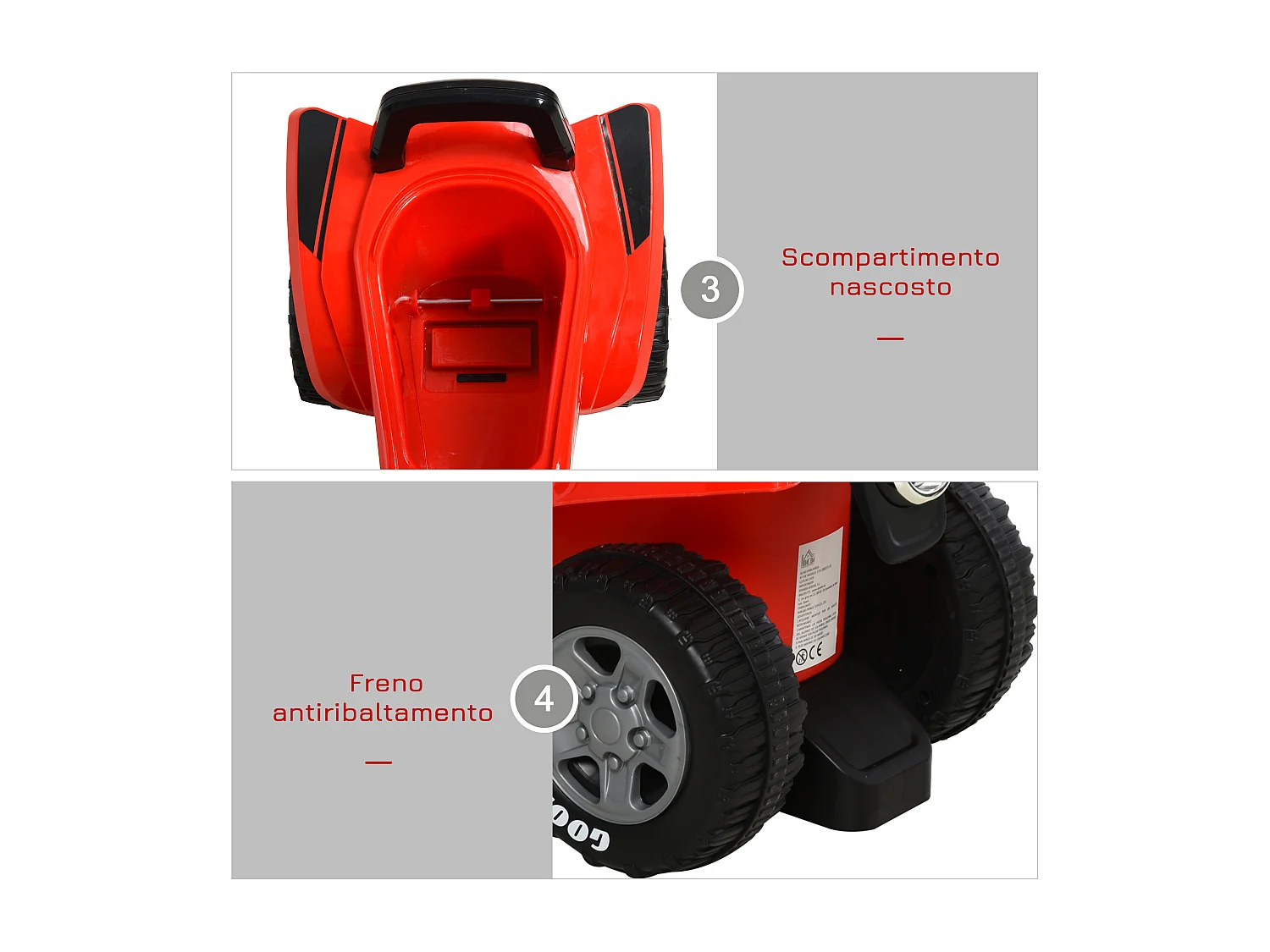 Quad per bambini 18-36 mesi con vano contenitore suoni e luci