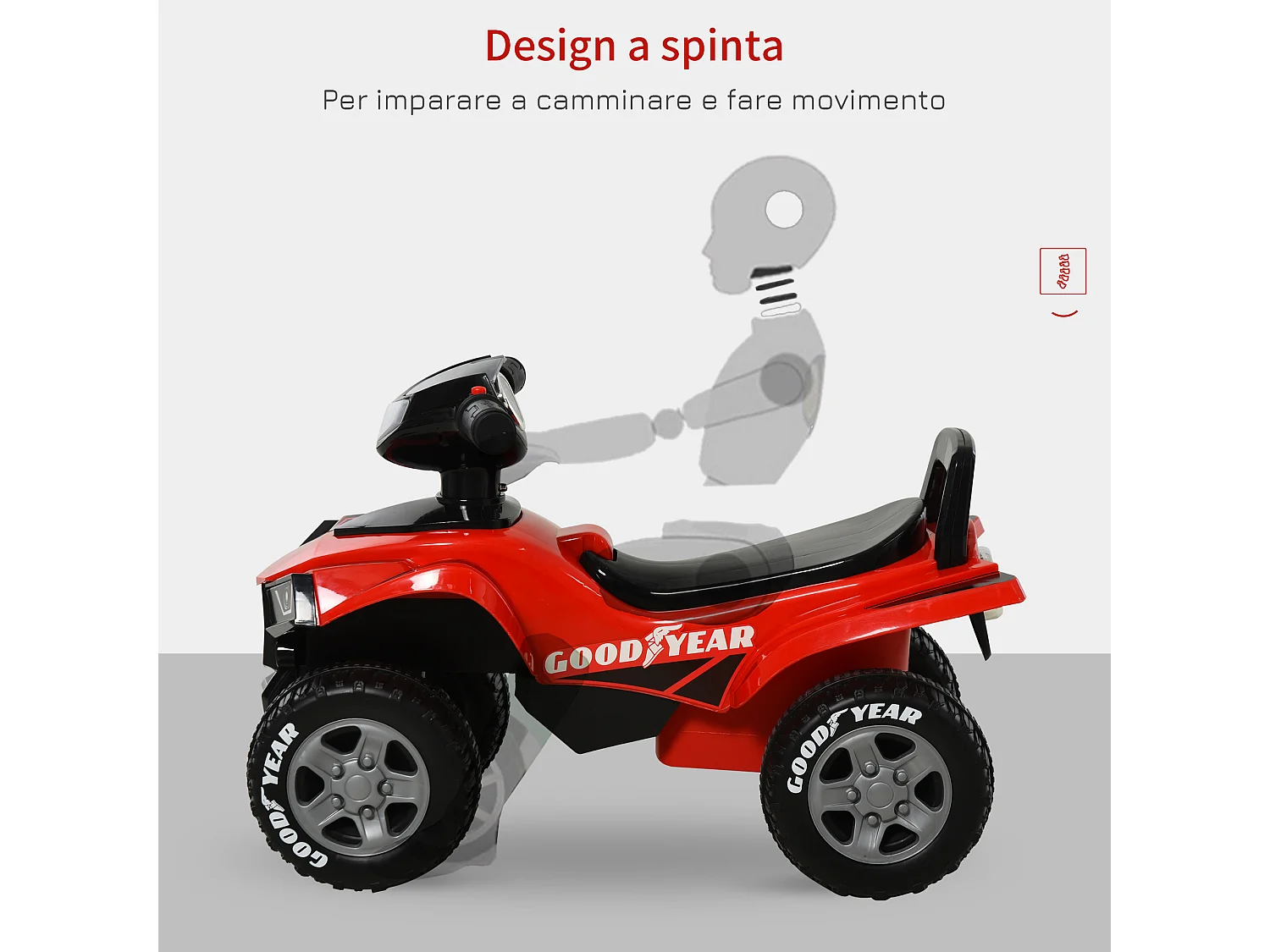Quad per bambini 18-36 mesi con vano contenitore suoni e luci