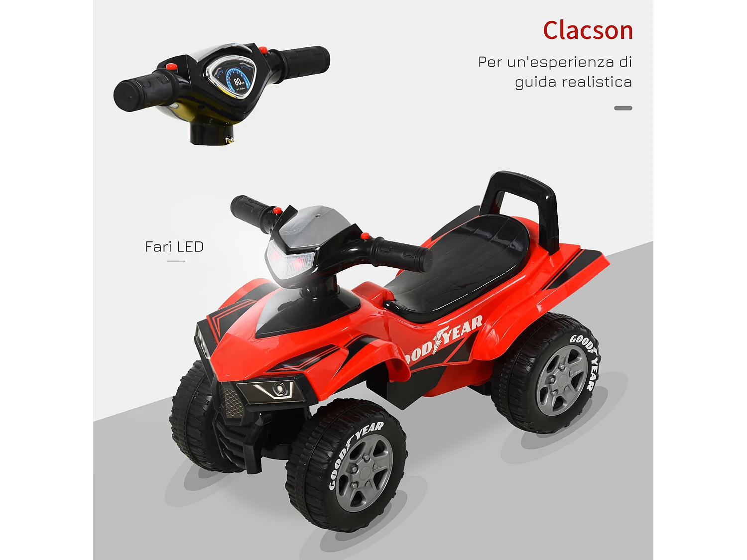Quad per bambini 18-36 mesi con vano contenitore suoni e luci