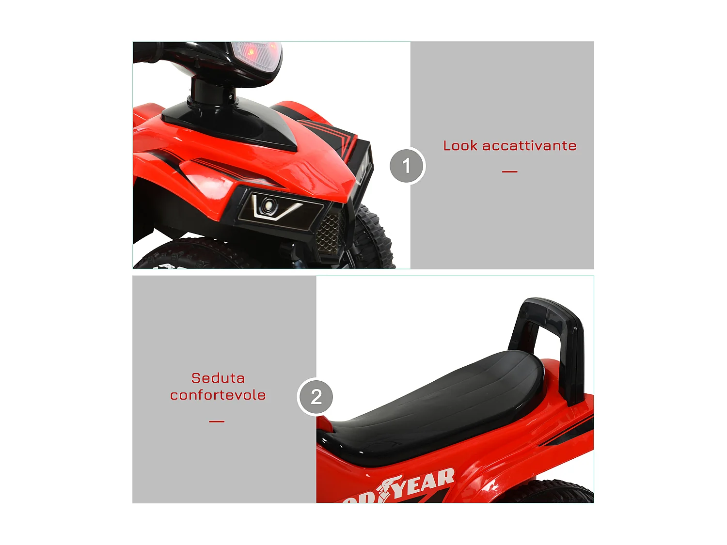 Quad per bambini 18-36 mesi con vano contenitore suoni e luci