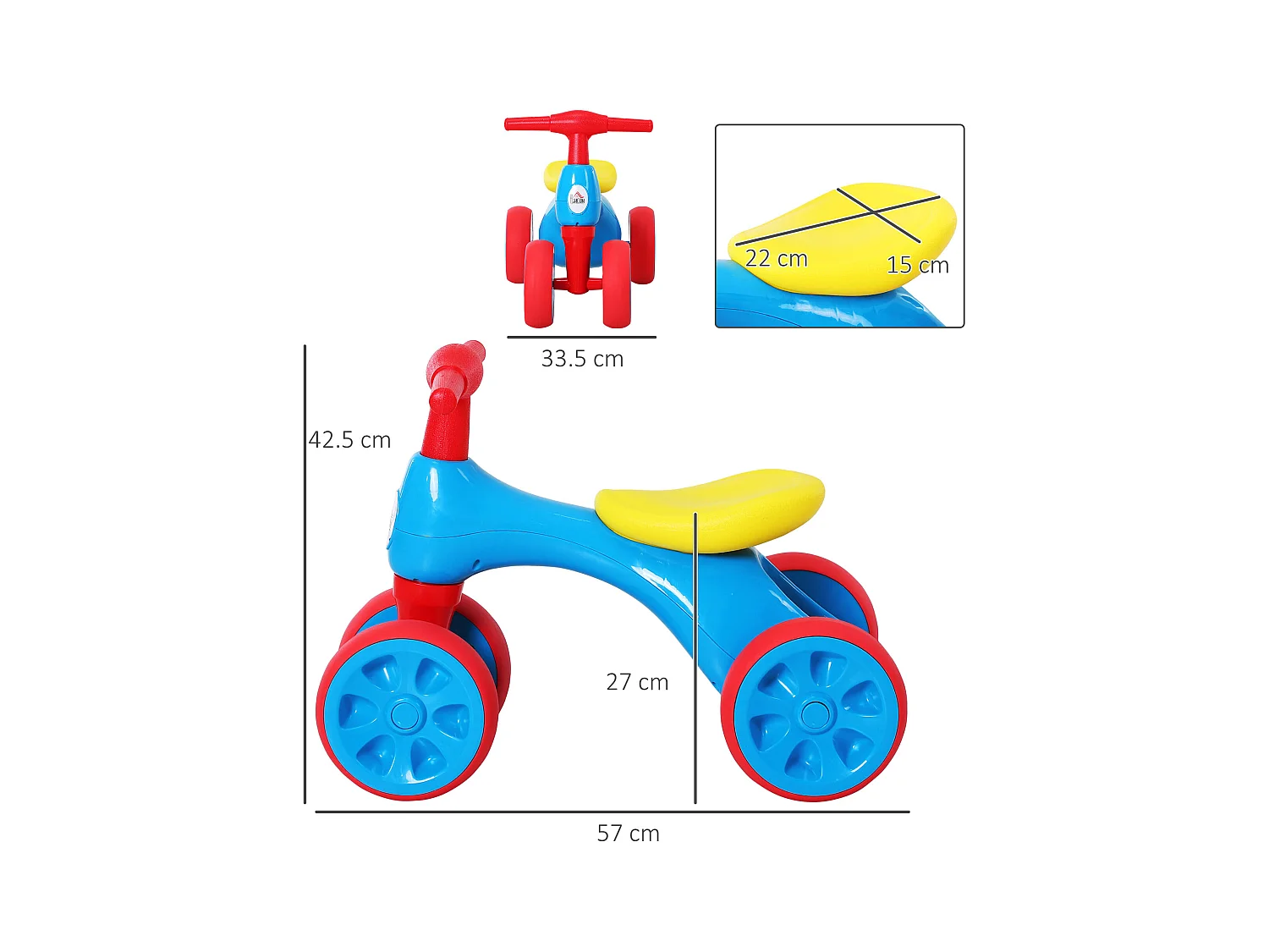 Bicicletta senza pedali per bambini da 18-36 mesi blu e rosso