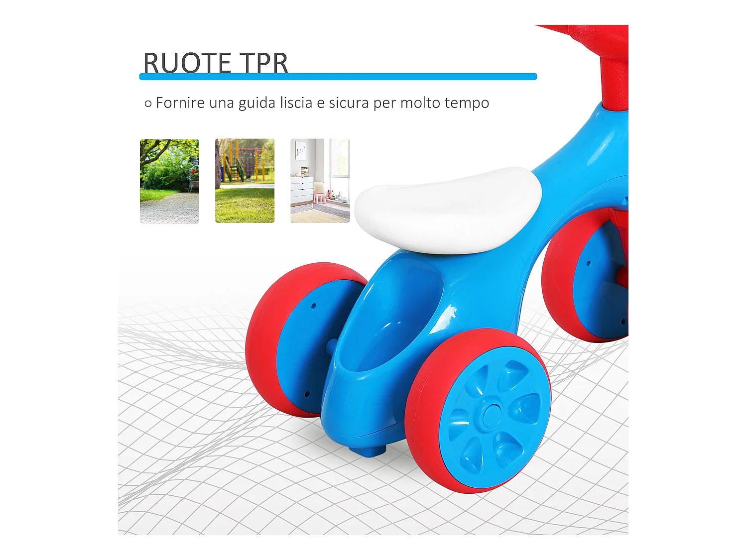 Bicicletta senza pedali per bambini da 18-36 mesi blu e rosso