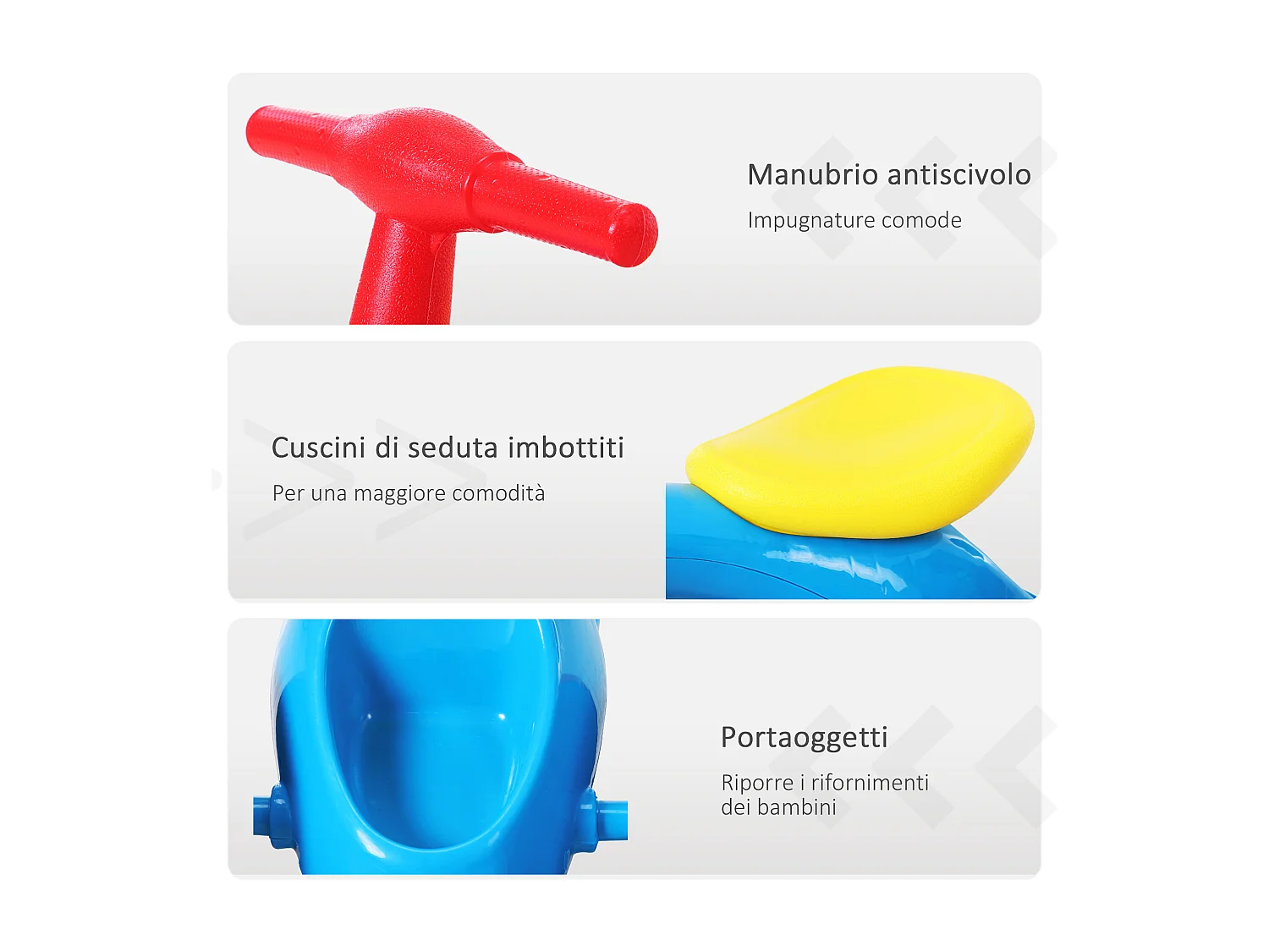 Bicicletta senza pedali per bambini da 18-36 mesi blu e rosso