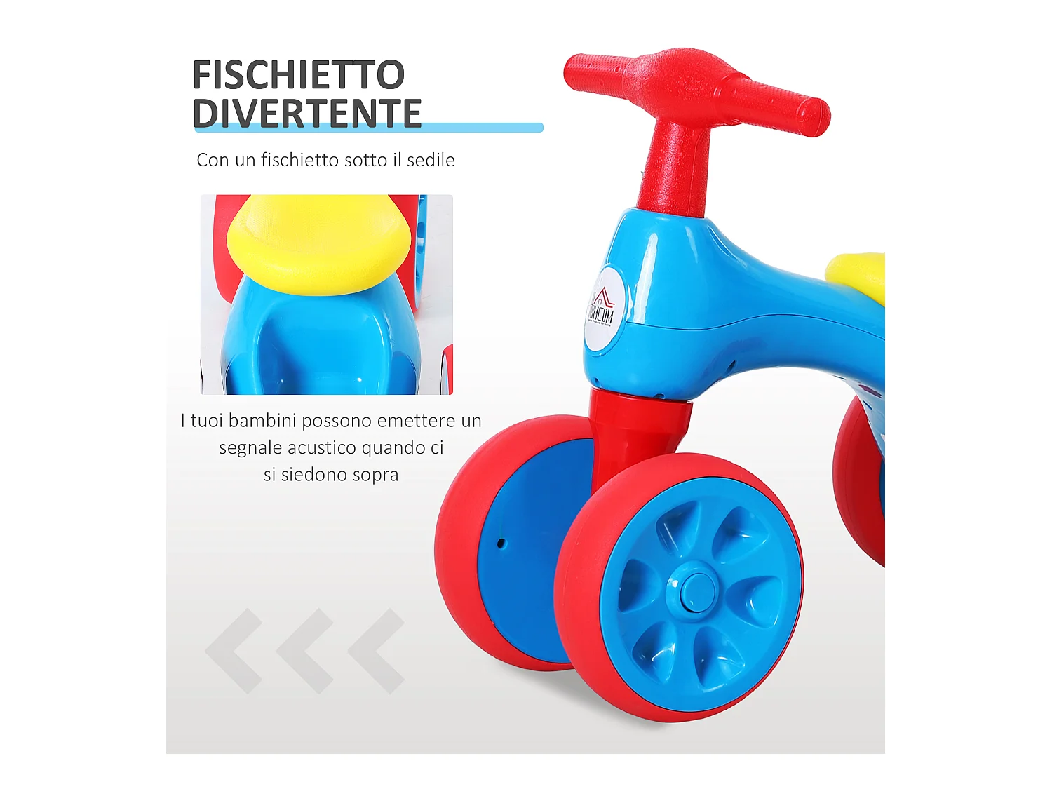 Bicicletta senza pedali per bambini da 18-36 mesi blu e rosso