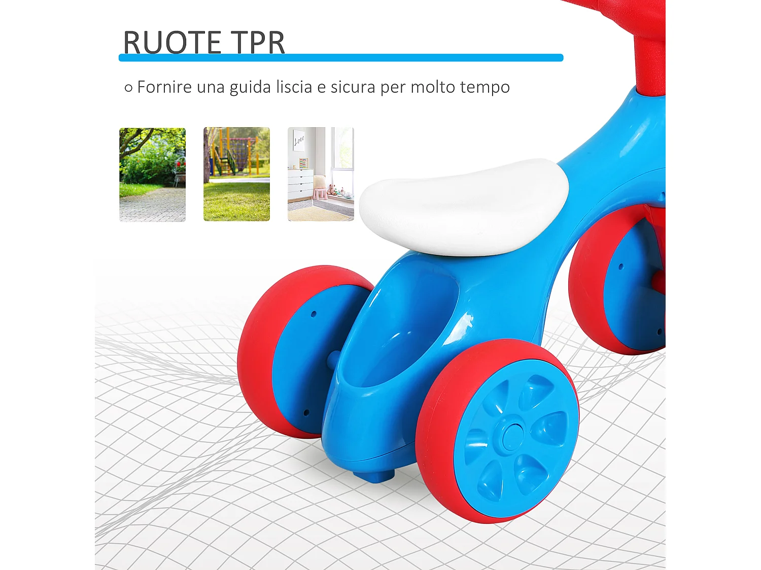 Bicicletta senza pedali per bambini da 18-36 mesi blu e rosso