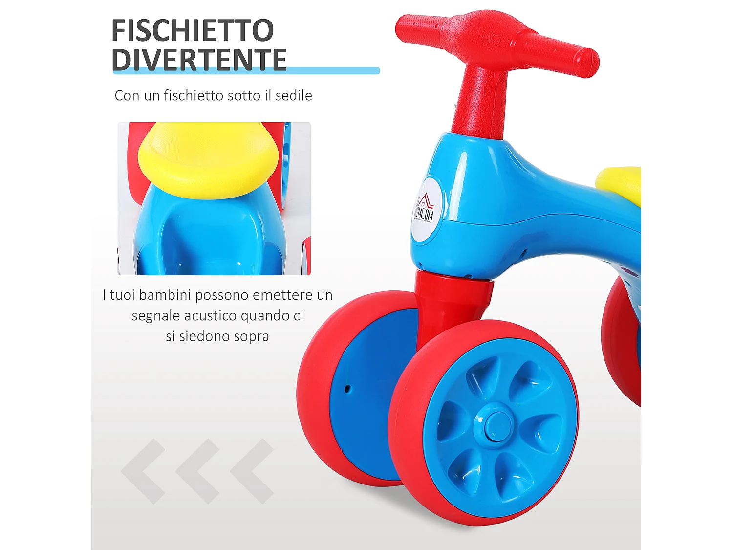 Bicicletta senza pedali per bambini da 18-36 mesi blu e rosso