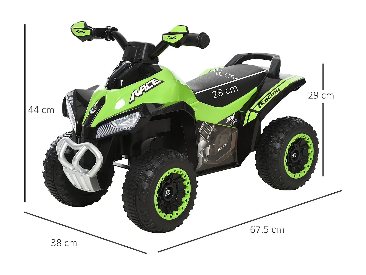 Quad per bambini 18-36 mesi a spinta in pp e metallo verde