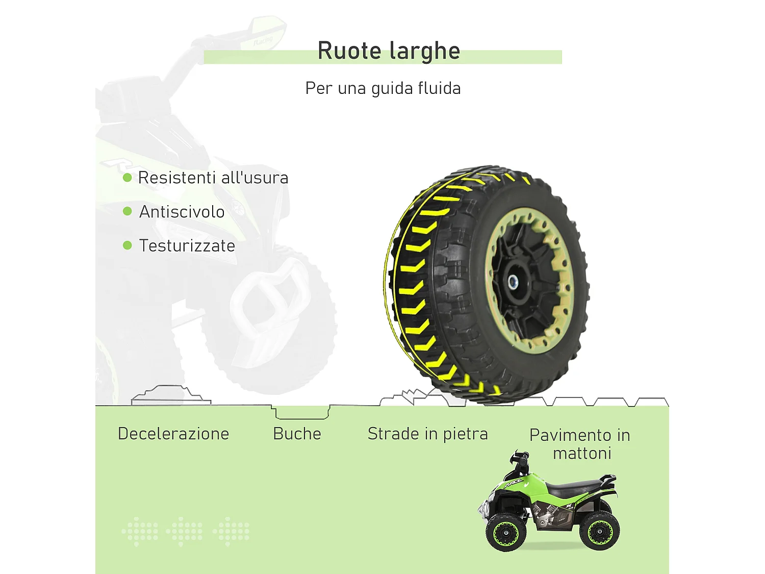 Quad per bambini 18-36 mesi a spinta in pp e metallo verde