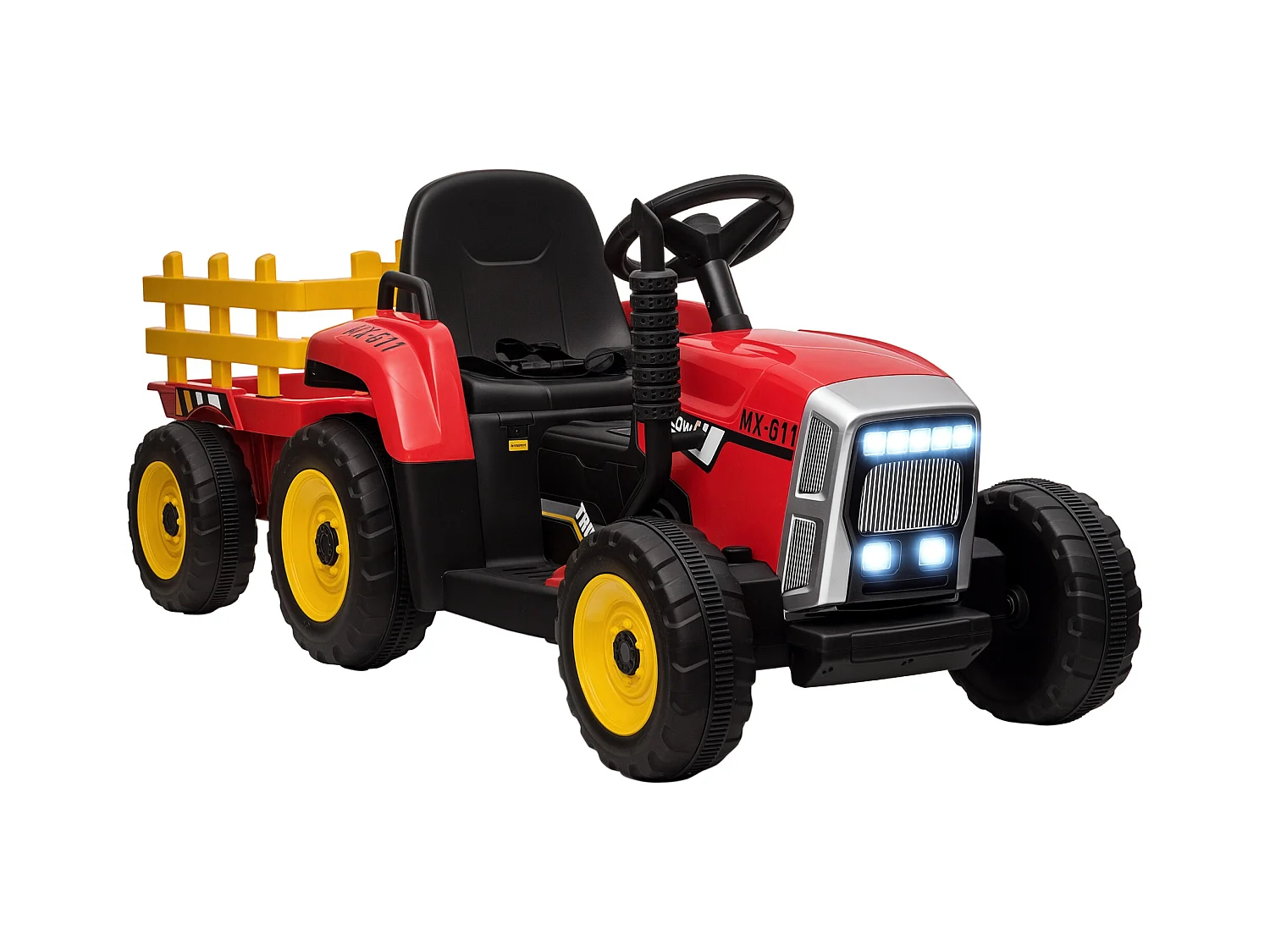 Trattore per bambini 12v con rimorchio e telecomando rosso